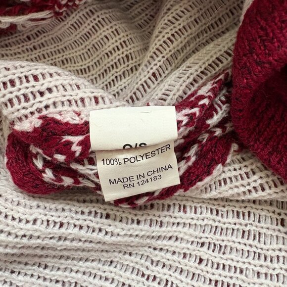 Jon & Anna Women’s Sweater Poncho Jon & Anna Red and White with Fringe O/S NWT - Picture 7 of 9